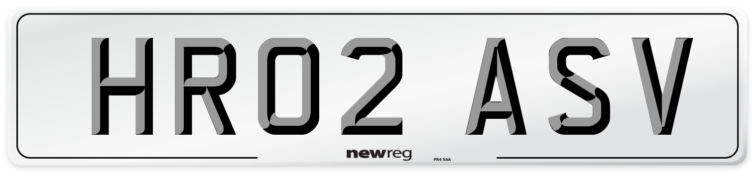 HR02 ASV Number Plate from New Reg